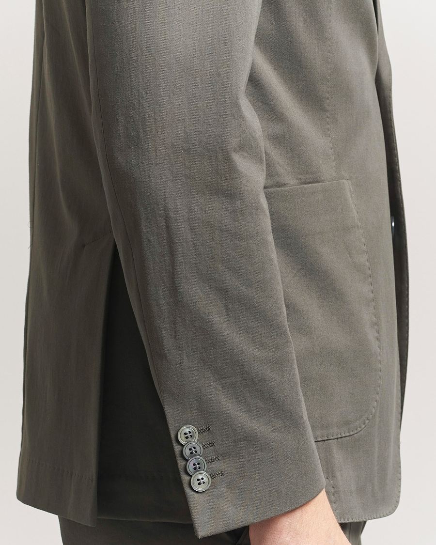 Men | Blazers | Oscar Jacobson | Ferry Patch Cotton Blazer Olive