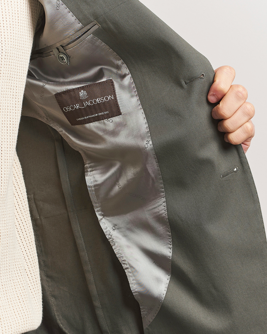Men | Blazers | Oscar Jacobson | Ferry Patch Cotton Blazer Olive