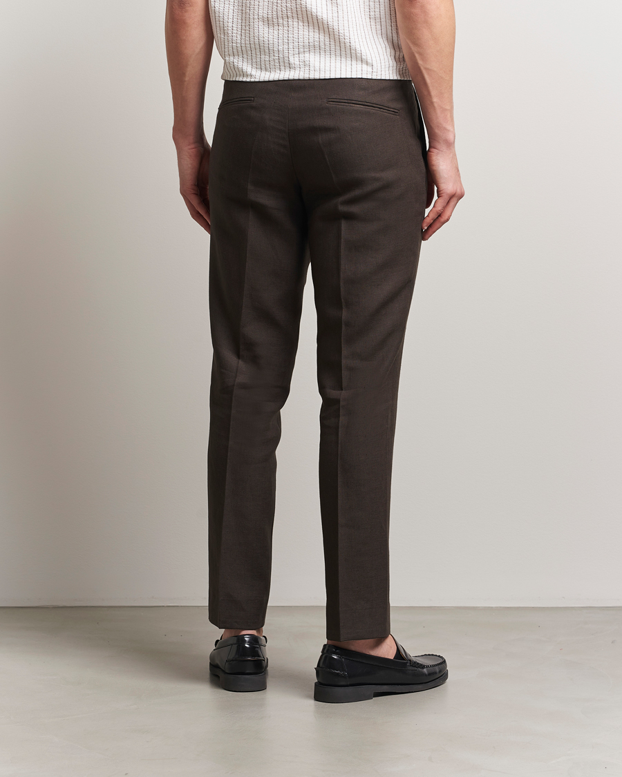 Men | Trousers | Oscar Jacobson | Dandy Linen Trousers Brown