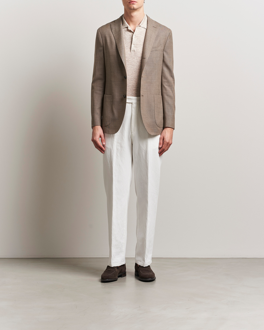 Oscar Jacobson Del Cotton/Linen Trousers White at CareOfCarl.com