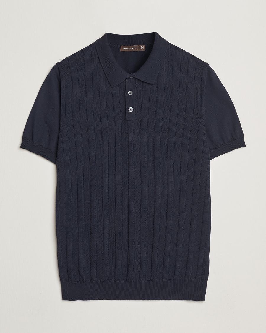 Men | Polo Shirts | Oscar Jacobson | Barto Structured Cotton Polo Navy