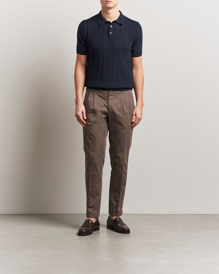 Men | Polo Shirts | Oscar Jacobson | Barto Structured Cotton Polo Navy