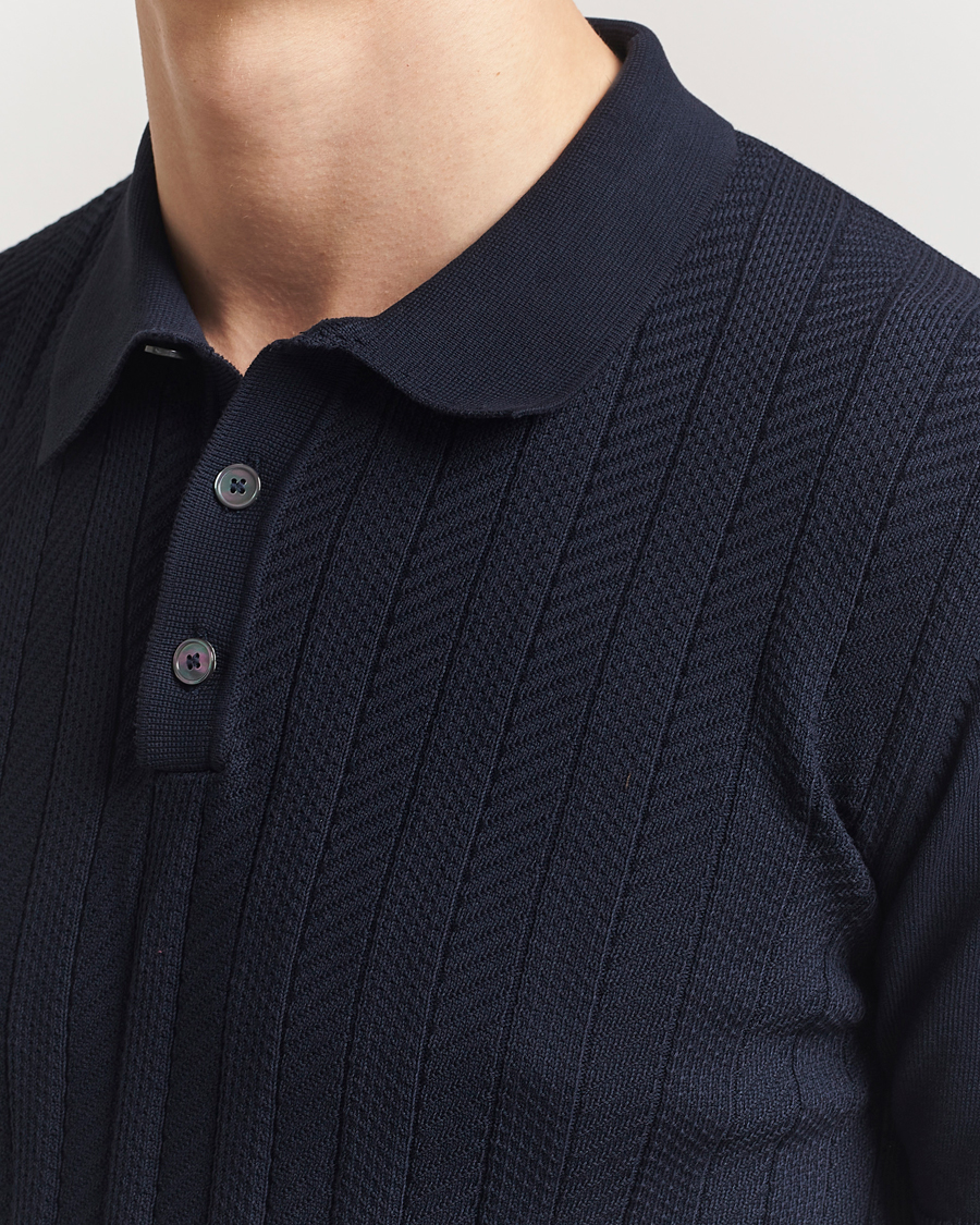 Men | Polo Shirts | Oscar Jacobson | Barto Structured Cotton Polo Navy
