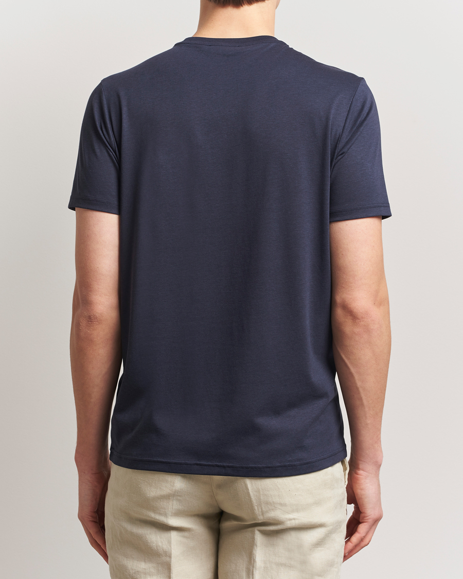 Men | T-Shirts | Oscar Jacobson | Kim Cotton/Tencel T-Shirt Navy