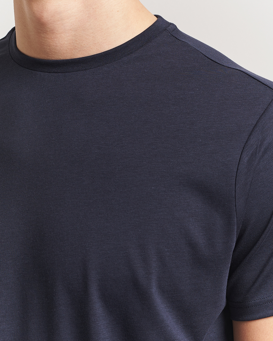 Men | T-Shirts | Oscar Jacobson | Kim Cotton/Tencel T-Shirt Navy