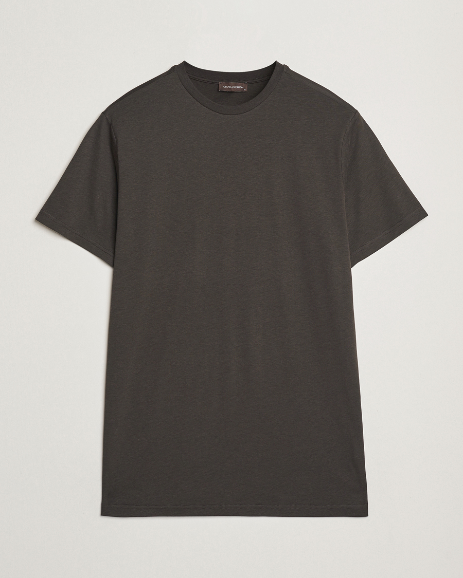 Men | T-Shirts | Oscar Jacobson | Kim Cotton/Tencel T-Shirt Brown