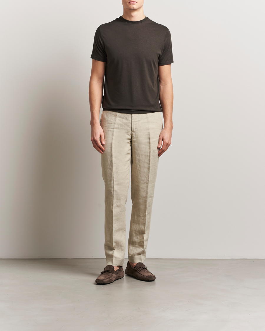 Men | T-Shirts | Oscar Jacobson | Kim Cotton/Tencel T-Shirt Brown