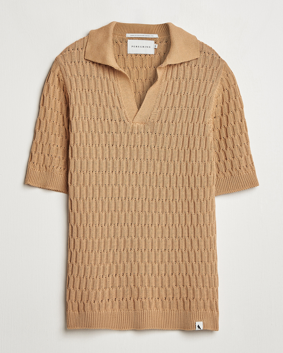 Men | Polo Shirts | Peregrine | Cove Knitted Cotton Polo Shirt Sand