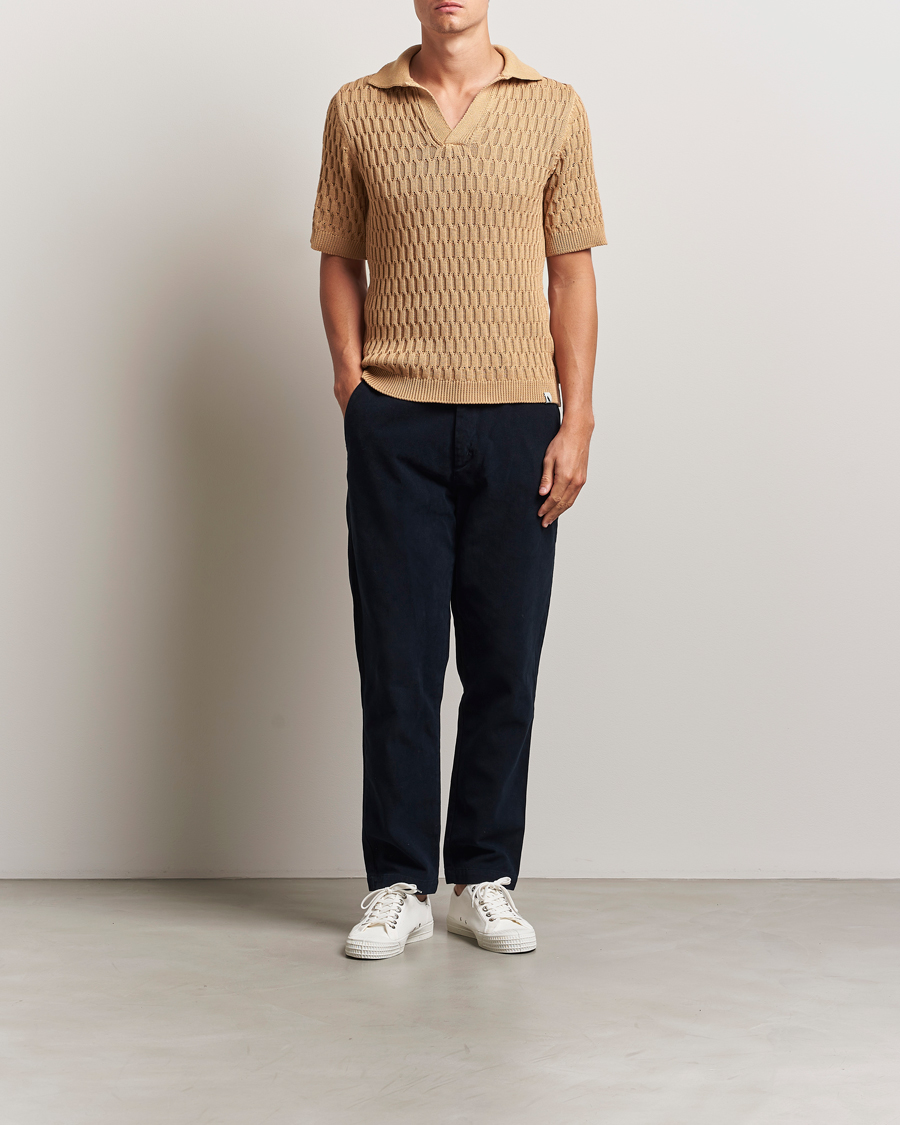 Men | Polo Shirts | Peregrine | Cove Knitted Cotton Polo Shirt Sand