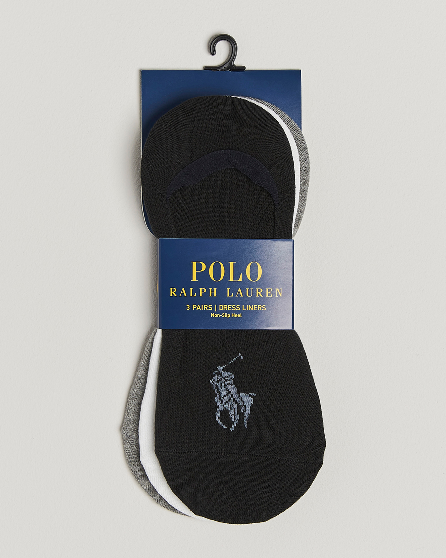 Men | Underwear & Socks | Polo Ralph Lauren | 3-Pack No Show Big Pony Pony Socks Black/White/Grey