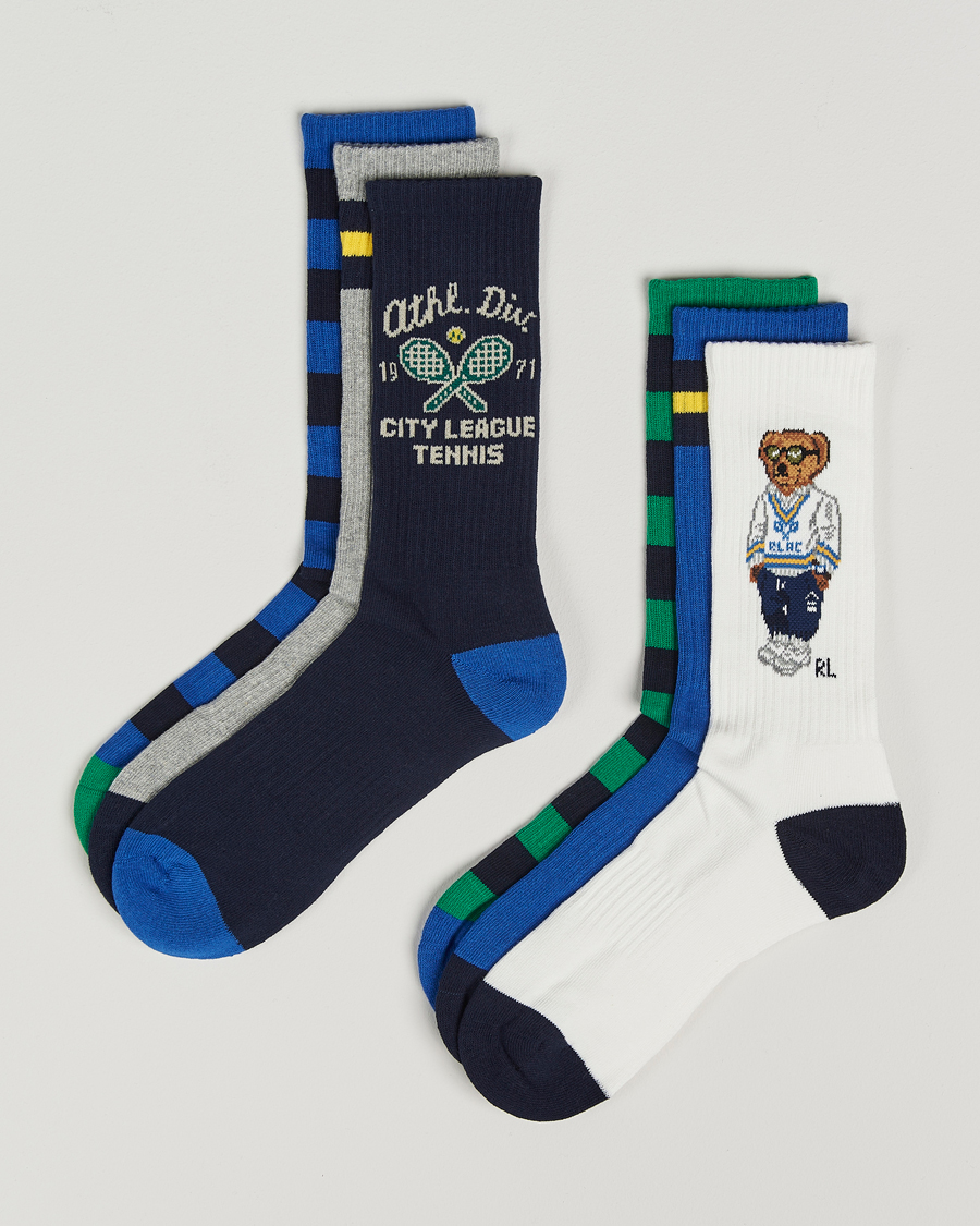 Men | Underwear & Socks | Polo Ralph Lauren | 6-Pack Mix Crew Sock Navy/Blue/White/Grey/Green
