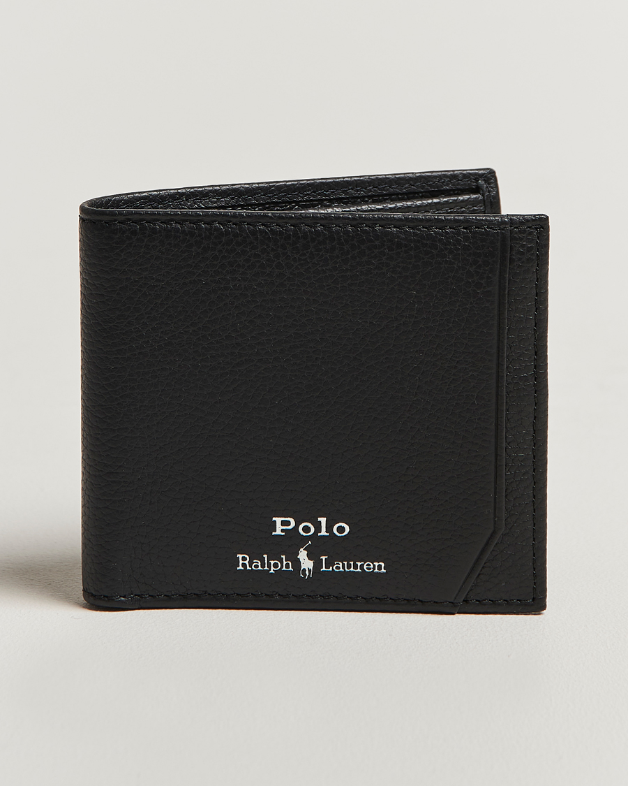 Men | Wallets | Polo Ralph Lauren | Pebble Leather Billfold Wallet Black