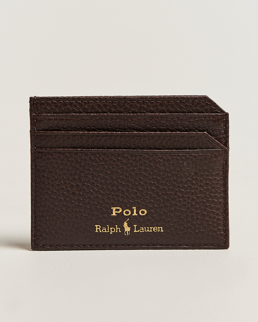 Men | Polo Ralph Lauren Pebble Leather Card Case Dark Brown | Polo Ralph Lauren | Pebble Leather Card Case Dark Brown