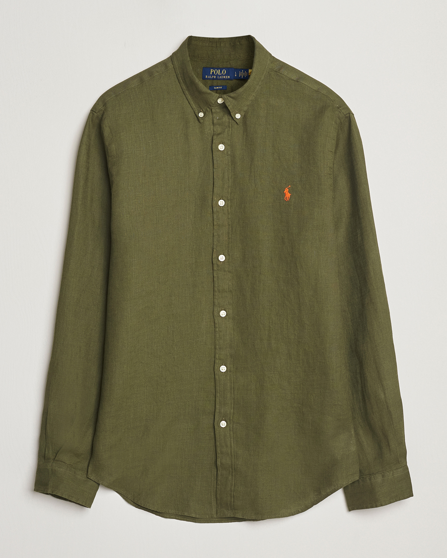 Men | Shirts | Polo Ralph Lauren | Slim Fit Linen Shirt New Olive