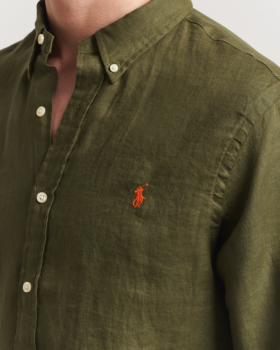 Men | Shirts | Polo Ralph Lauren | Slim Fit Linen Shirt New Olive