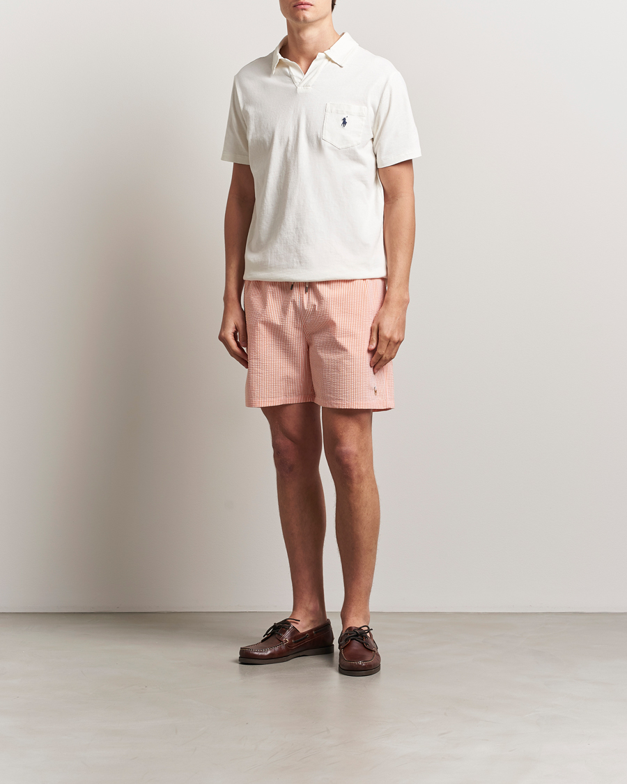 Men | Swimwear | Polo Ralph Lauren | Recycled Traveler Seersucker Swimshorts Classic Peach