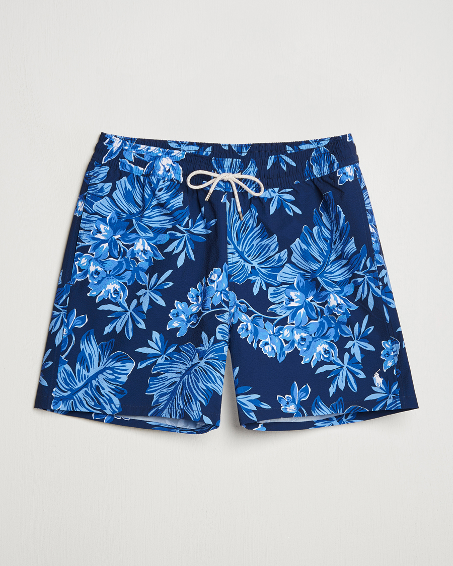 Men | Swimwear | Polo Ralph Lauren | Recycled Traveler Seersucker Swimshorts Blue Tropical