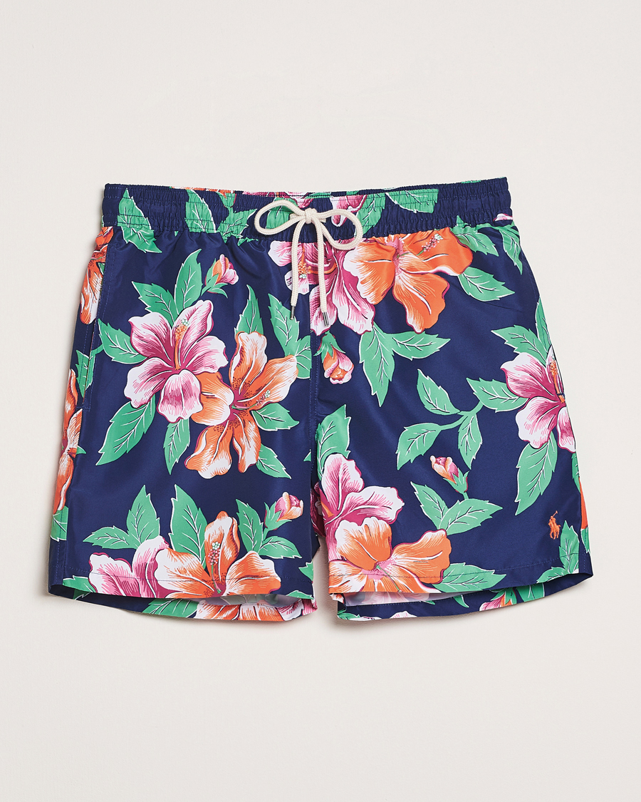 Men | Swimwear | Polo Ralph Lauren | Traveler Recycled Swimshorts Iconic Hibiscus Navy