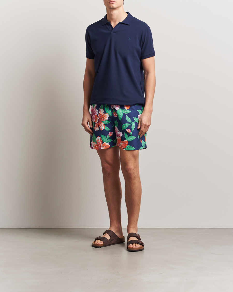 Men | Swimwear | Polo Ralph Lauren | Traveler Recycled Swimshorts Iconic Hibiscus Navy