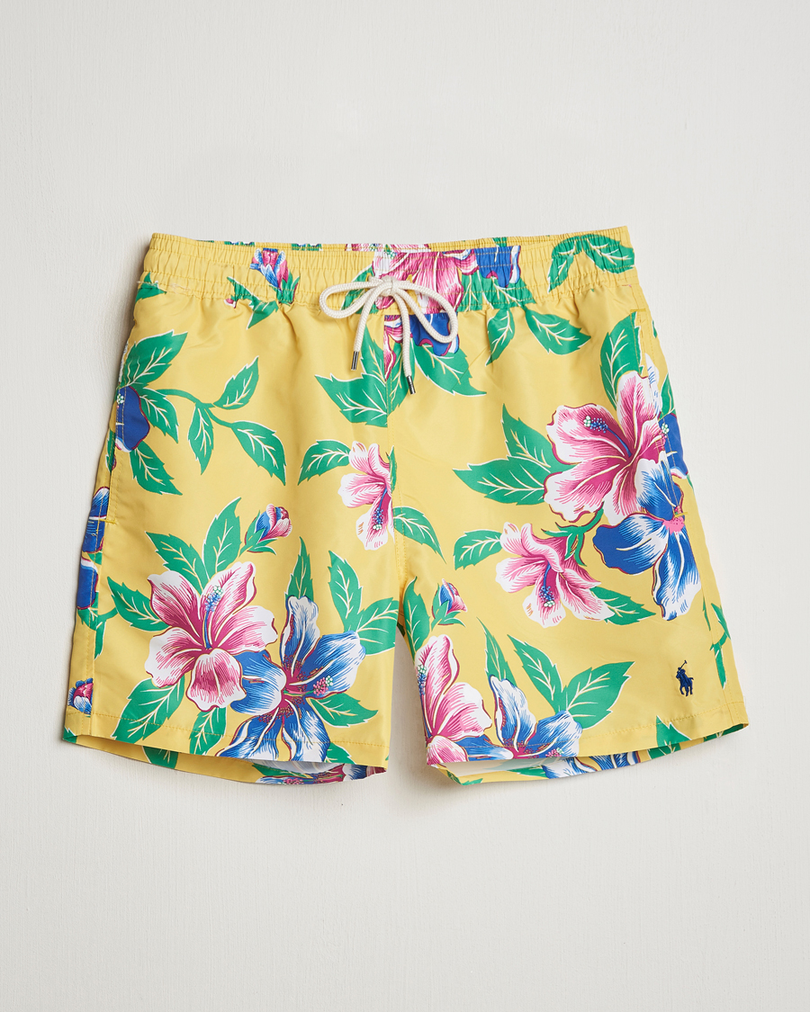 Men | Swimwear | Polo Ralph Lauren | Traveler Recycled Swimshorts Iconic Hibiscus Yellow