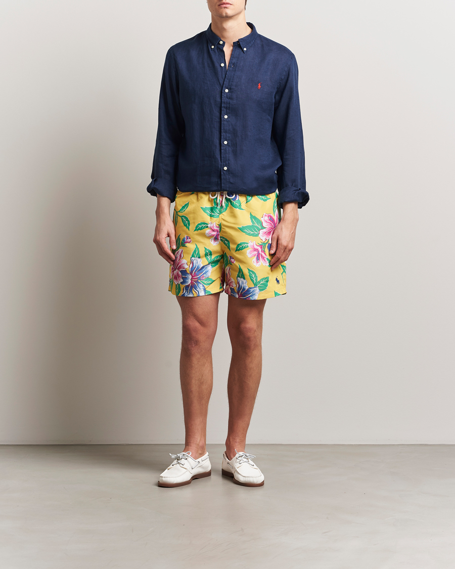 Men | Swimwear | Polo Ralph Lauren | Traveler Recycled Swimshorts Iconic Hibiscus Yellow