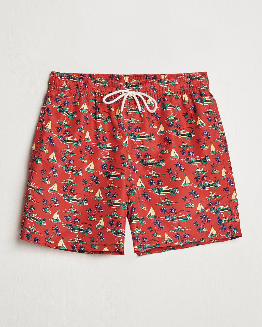 Men | Swimwear | Polo Ralph Lauren | Traveler Recycled Swimshorts Island Scenic Red