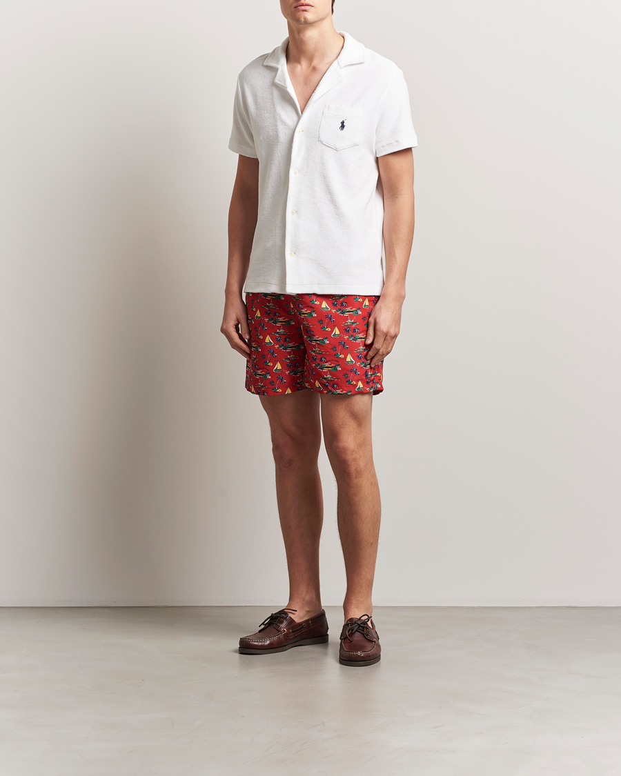 Men | Swimwear | Polo Ralph Lauren | Traveler Recycled Swimshorts Island Scenic Red
