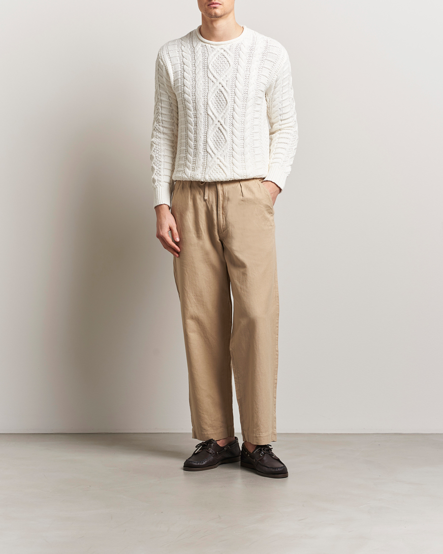 Men | Trousers | Polo Ralph Lauren | Pleated Cotton Linen Pants Coastal Beige