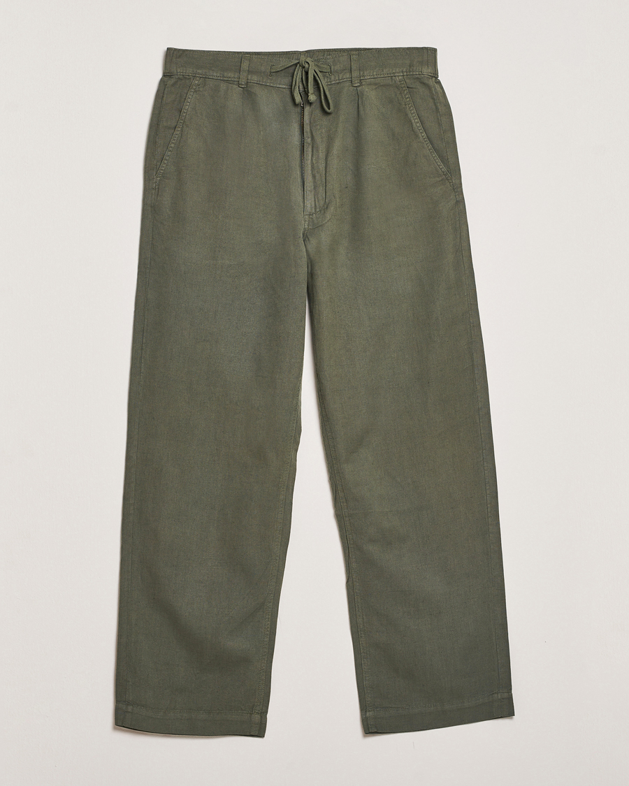 Men | Trousers | Polo Ralph Lauren | Pleated Cotton Linen Pants New Olive