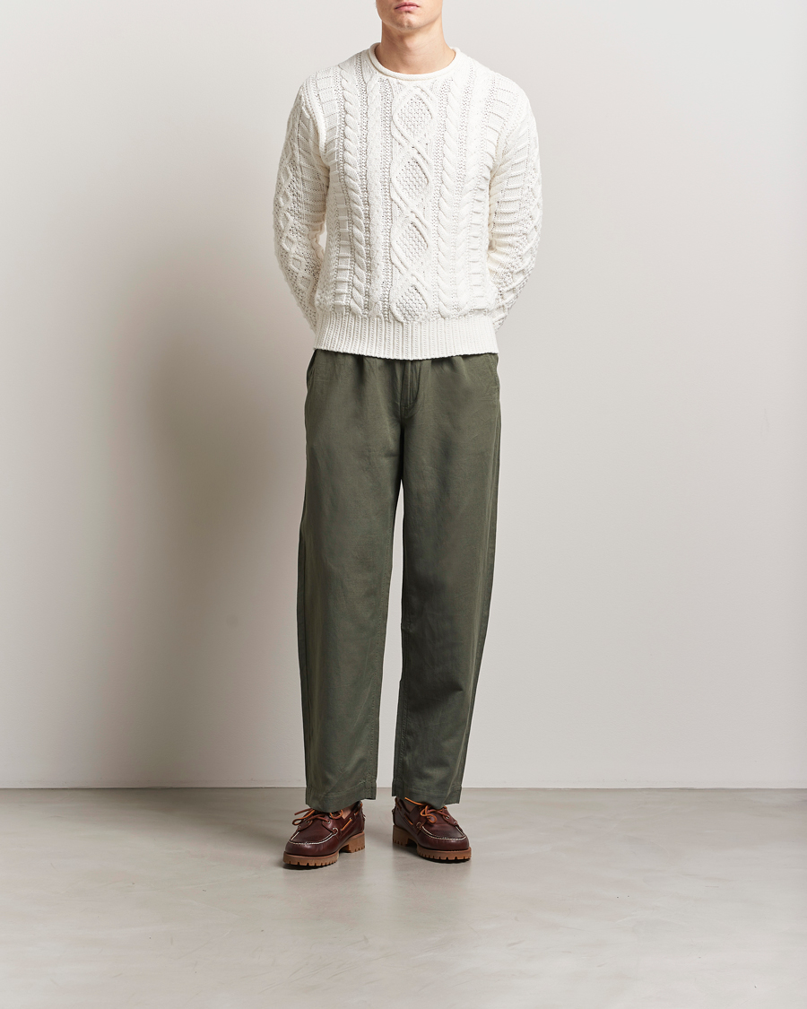 Men | Trousers | Polo Ralph Lauren | Pleated Cotton Linen Pants New Olive