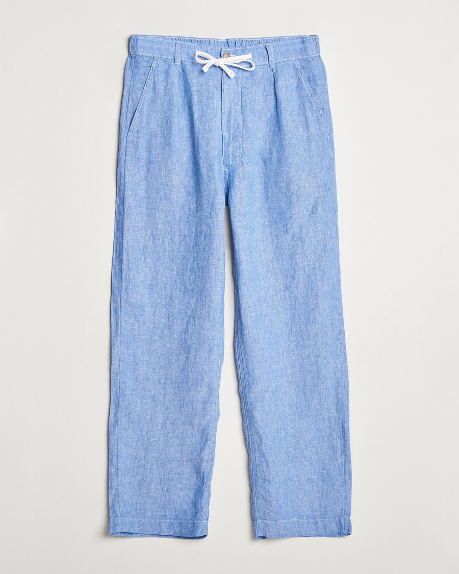 Men | Trousers | Polo Ralph Lauren | Pleated Chambray Linen Pants Blue