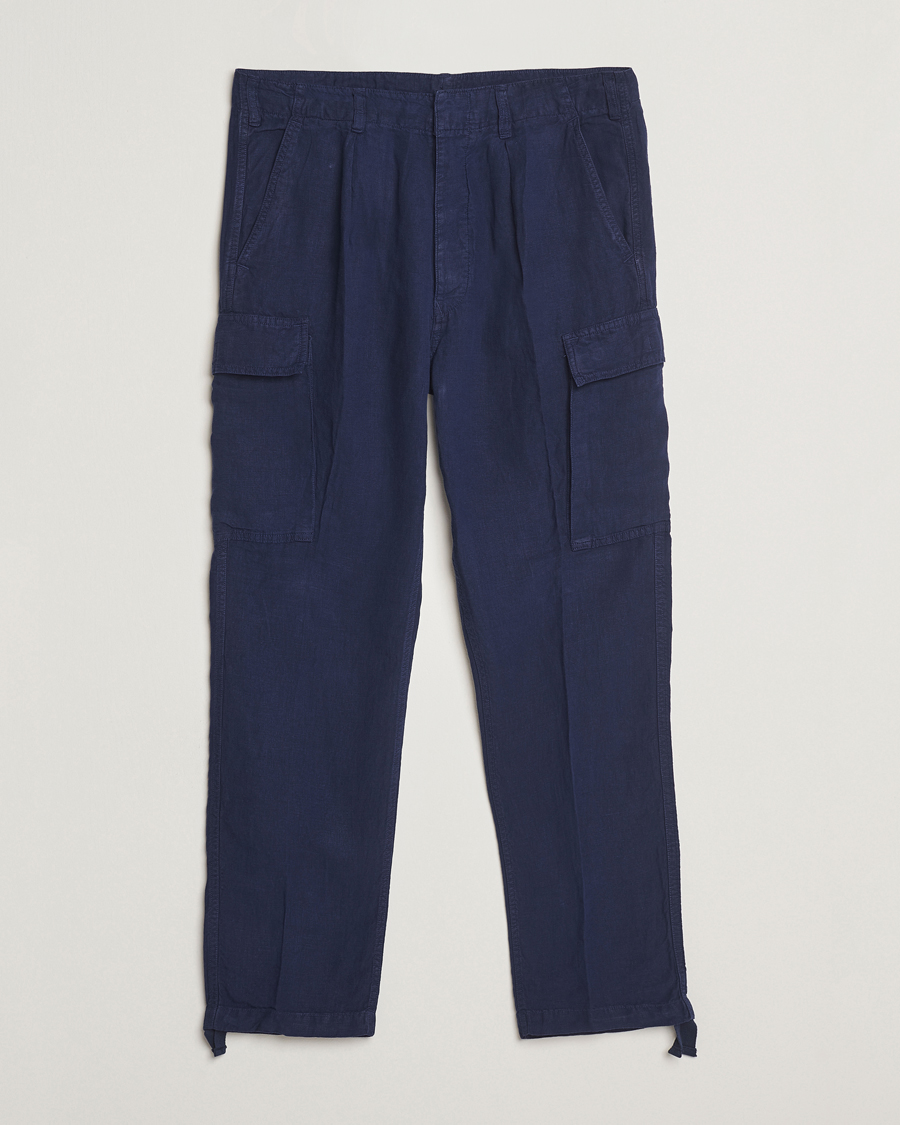 Men | Trousers | Polo Ralph Lauren | Linen Cargo Pants Newport Navy