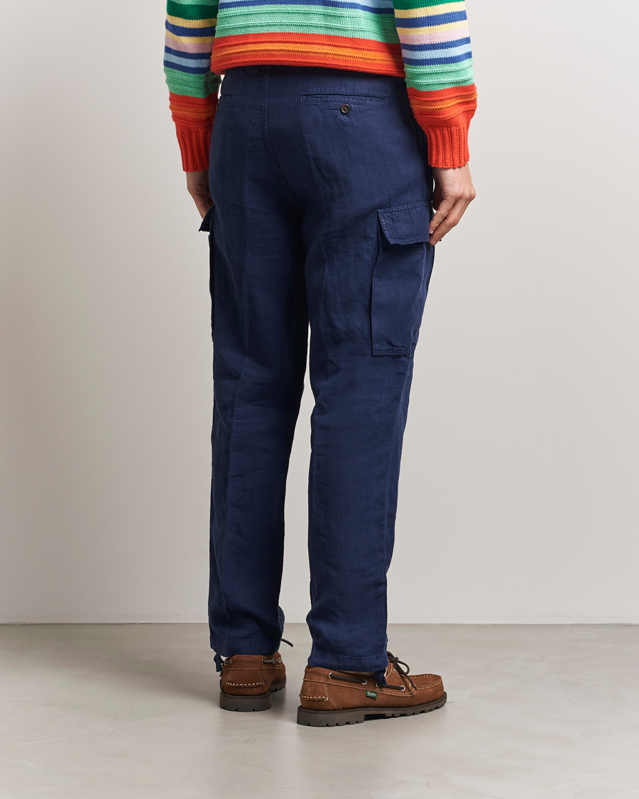 Men | Trousers | Polo Ralph Lauren | Linen Cargo Pants Newport Navy
