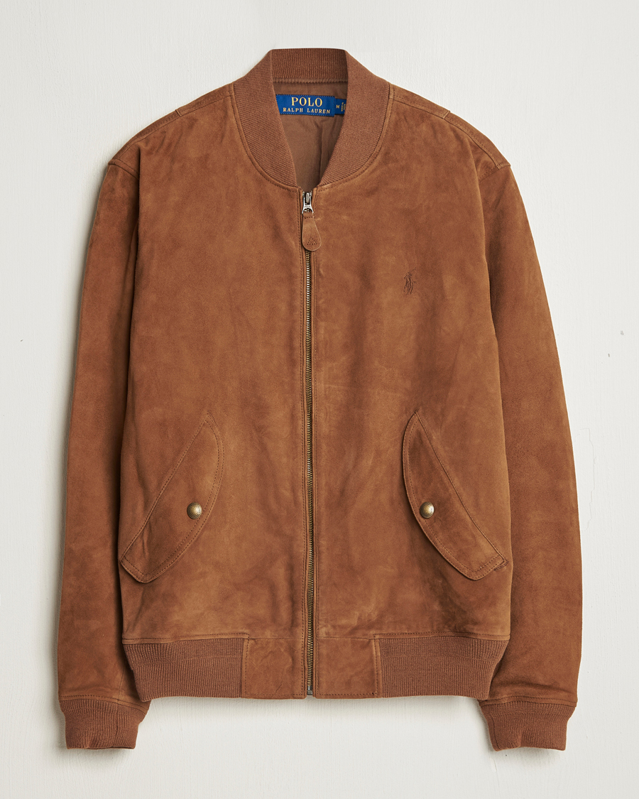 Men | Coats & Jackets | Polo Ralph Lauren | Flight Suede Bomber Jacket Country Brown