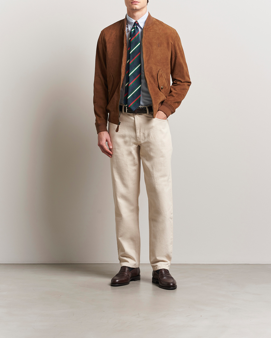 Men | Coats & Jackets | Polo Ralph Lauren | Flight Suede Bomber Jacket Country Brown