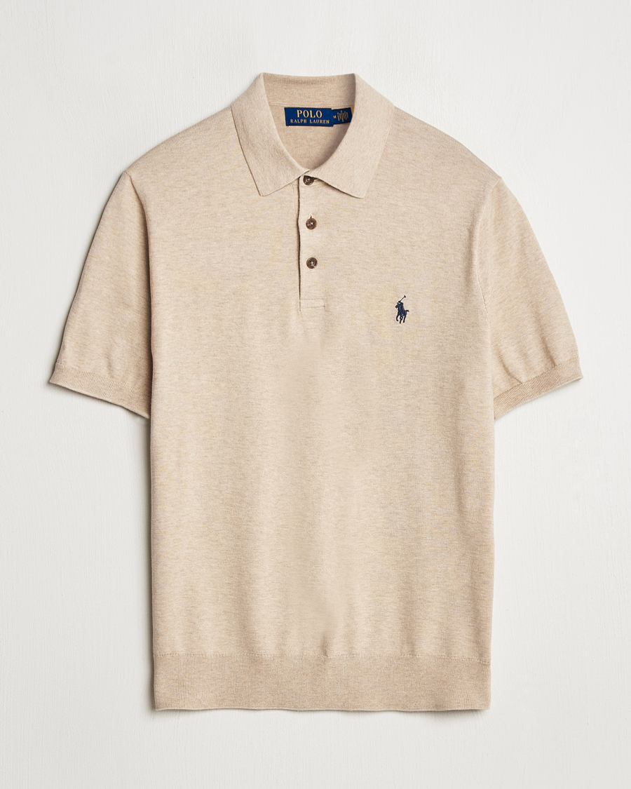 Polo Ralph Lauren Cotton Knitted Polo Dune Melange at CareOfCarl.com