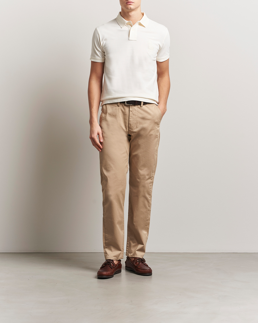 Polo Ralph Lauren Custom Slim Fit Mesh Polo Clubhouse Cream at