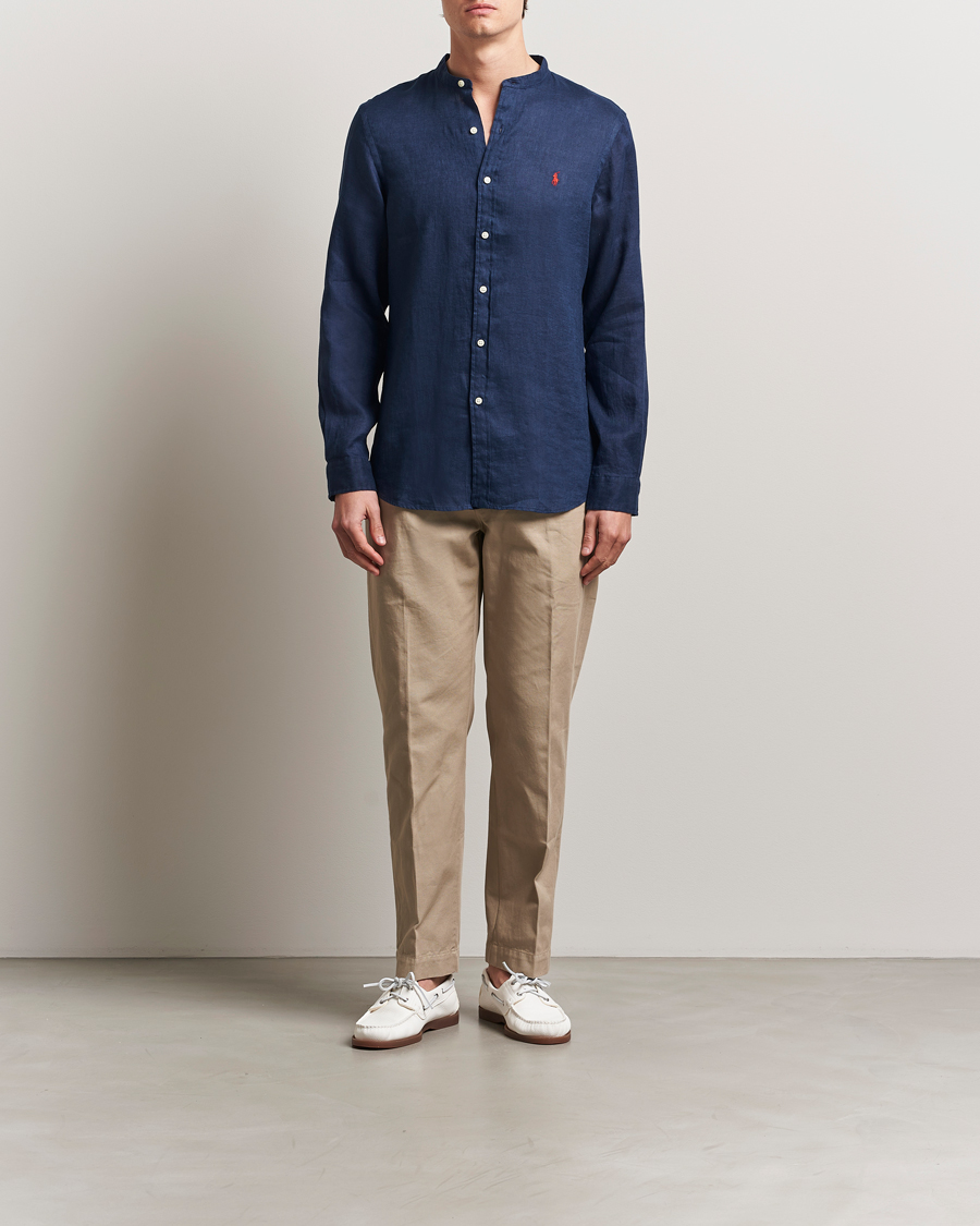 Men | Shirts | Polo Ralph Lauren | Slim Fit Linen Shirt Newport Navy