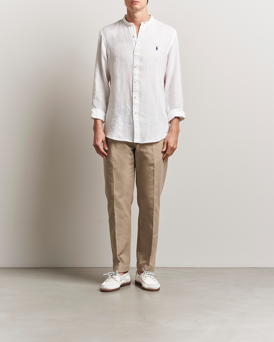 Polo Ralph Lauren Slim Fit Linen Shirt Ceramic White at CareOfCarl.com