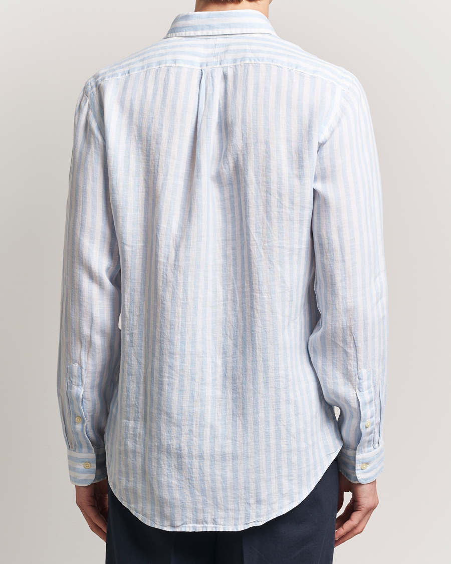 Men | Shirts | Polo Ralph Lauren | Custom Fit Striped Linen Shirt Office Blue/White