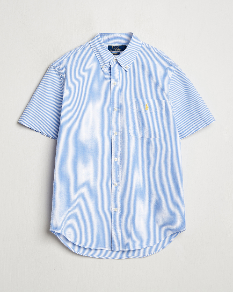 Men | Shirts | Polo Ralph Lauren | Seersucker Short Sleeve Striped Shirt Blue/White