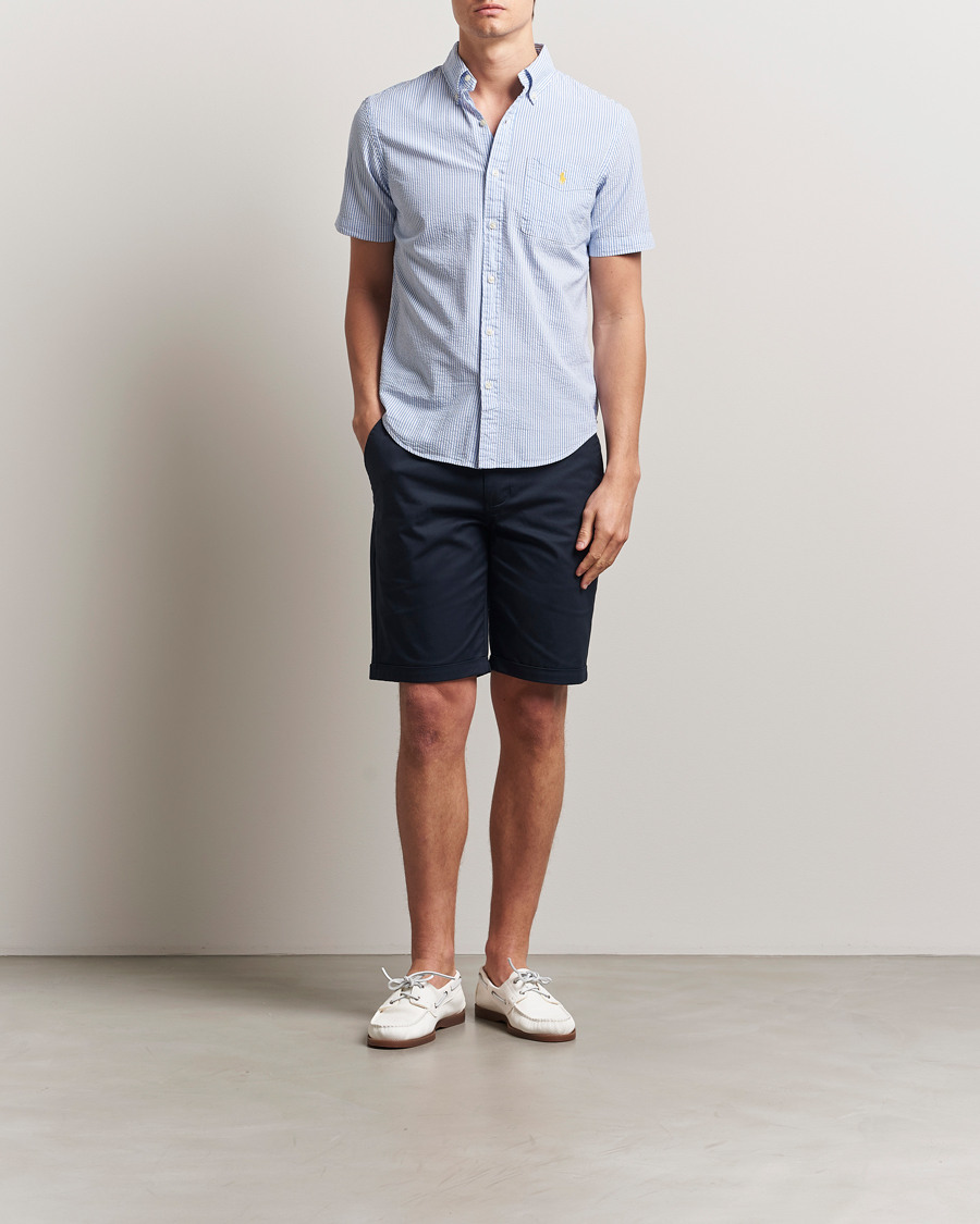 Men | Shirts | Polo Ralph Lauren | Seersucker Short Sleeve Striped Shirt Blue/White