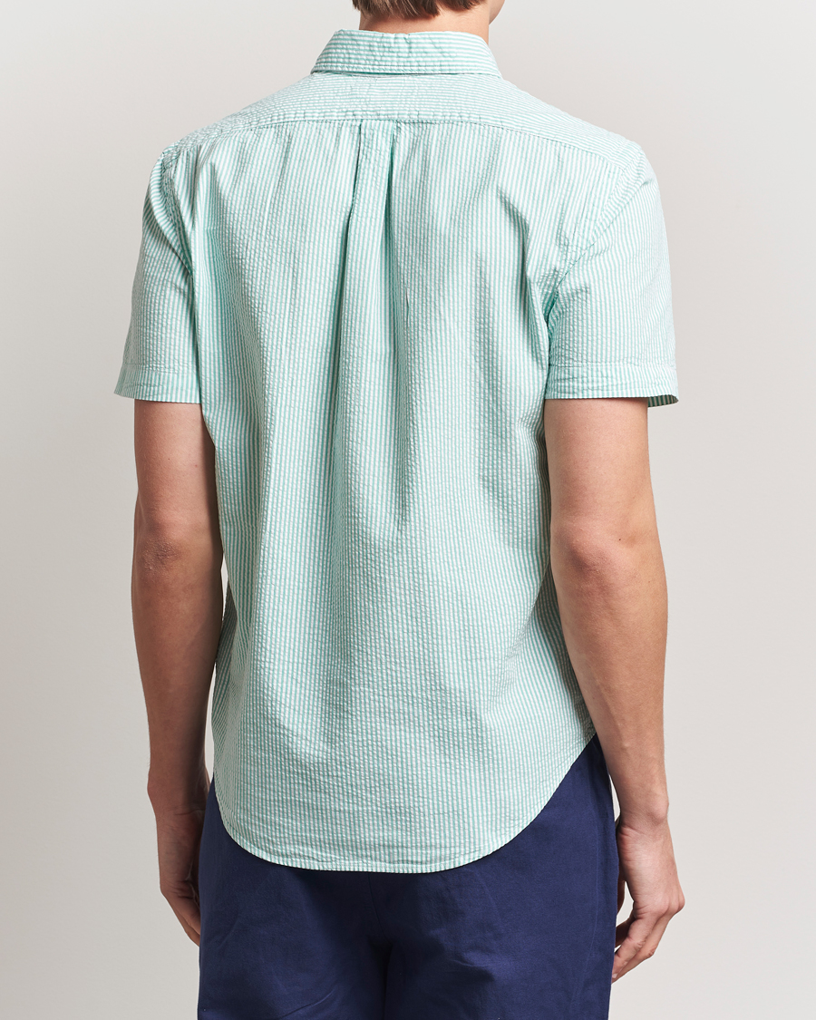 Men | Shirts | Polo Ralph Lauren | Seersucker Short Sleeve Striped Shirt Green/White
