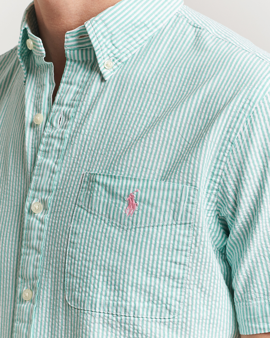 Men | Shirts | Polo Ralph Lauren | Seersucker Short Sleeve Striped Shirt Green/White