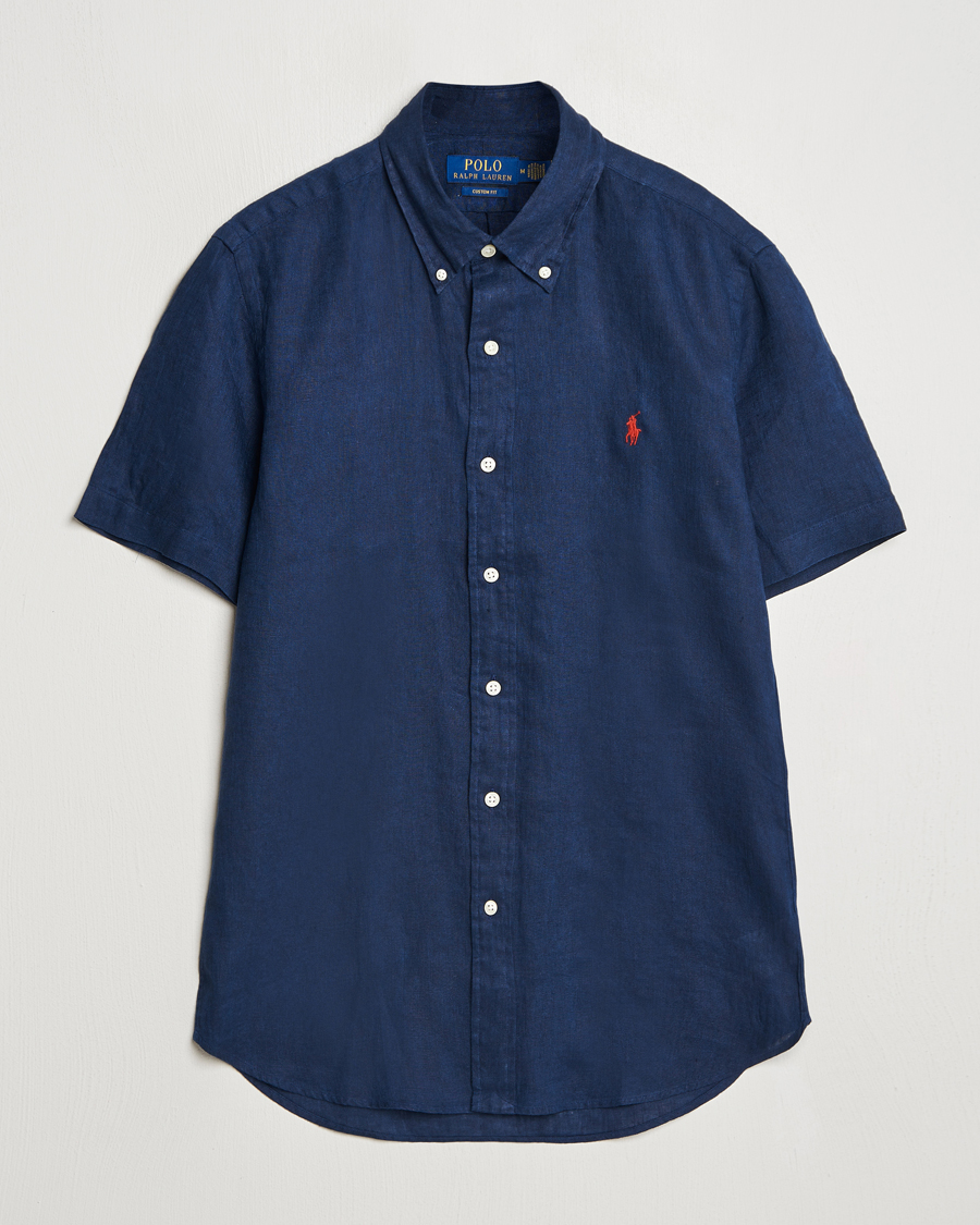 Men | Shirts | Polo Ralph Lauren | Short Sleeve Linen Shirt Newport Navy