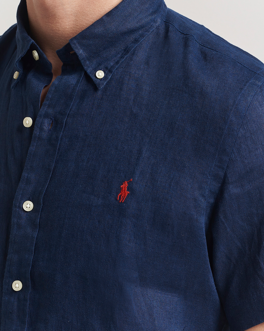 Men | Shirts | Polo Ralph Lauren | Short Sleeve Linen Shirt Newport Navy