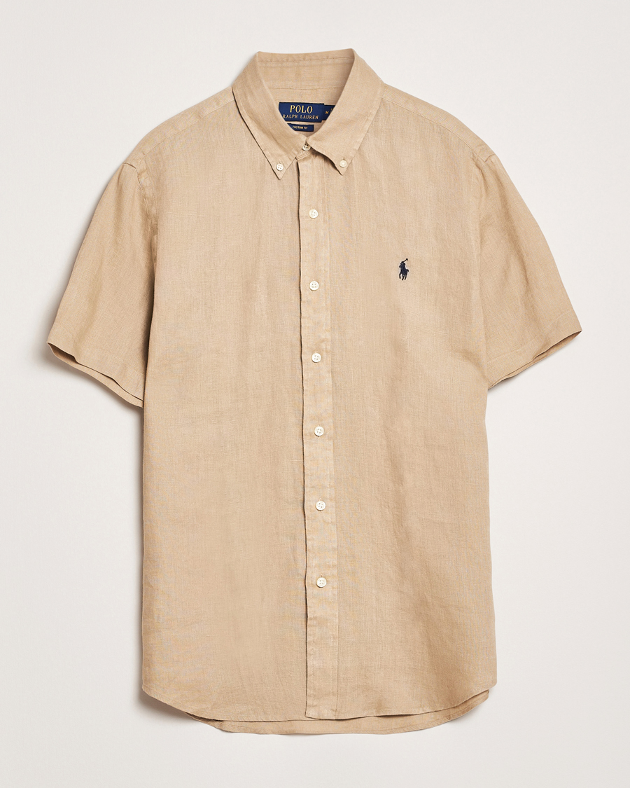 Men | Shirts | Polo Ralph Lauren | Short Sleeve Linen Shirt Coastal Beige