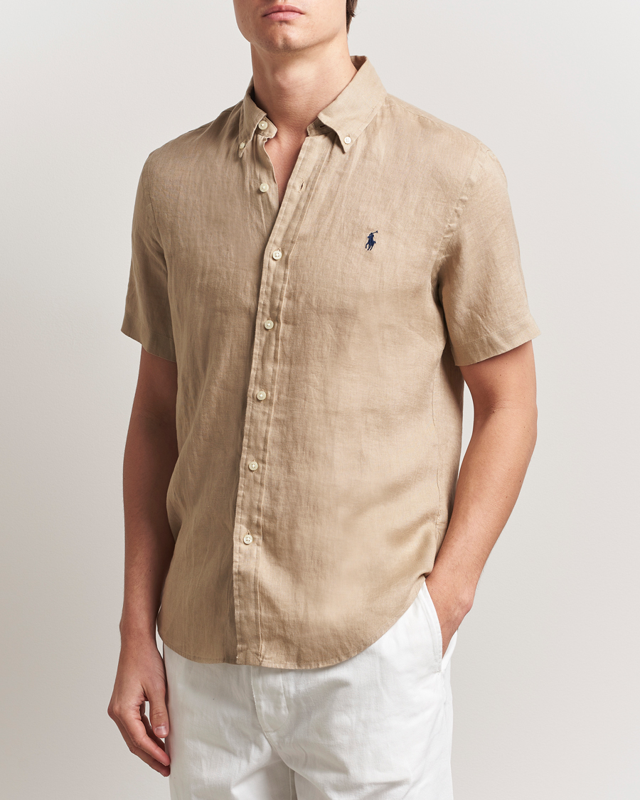 Men | Shirts | Polo Ralph Lauren | Short Sleeve Linen Shirt Coastal Beige