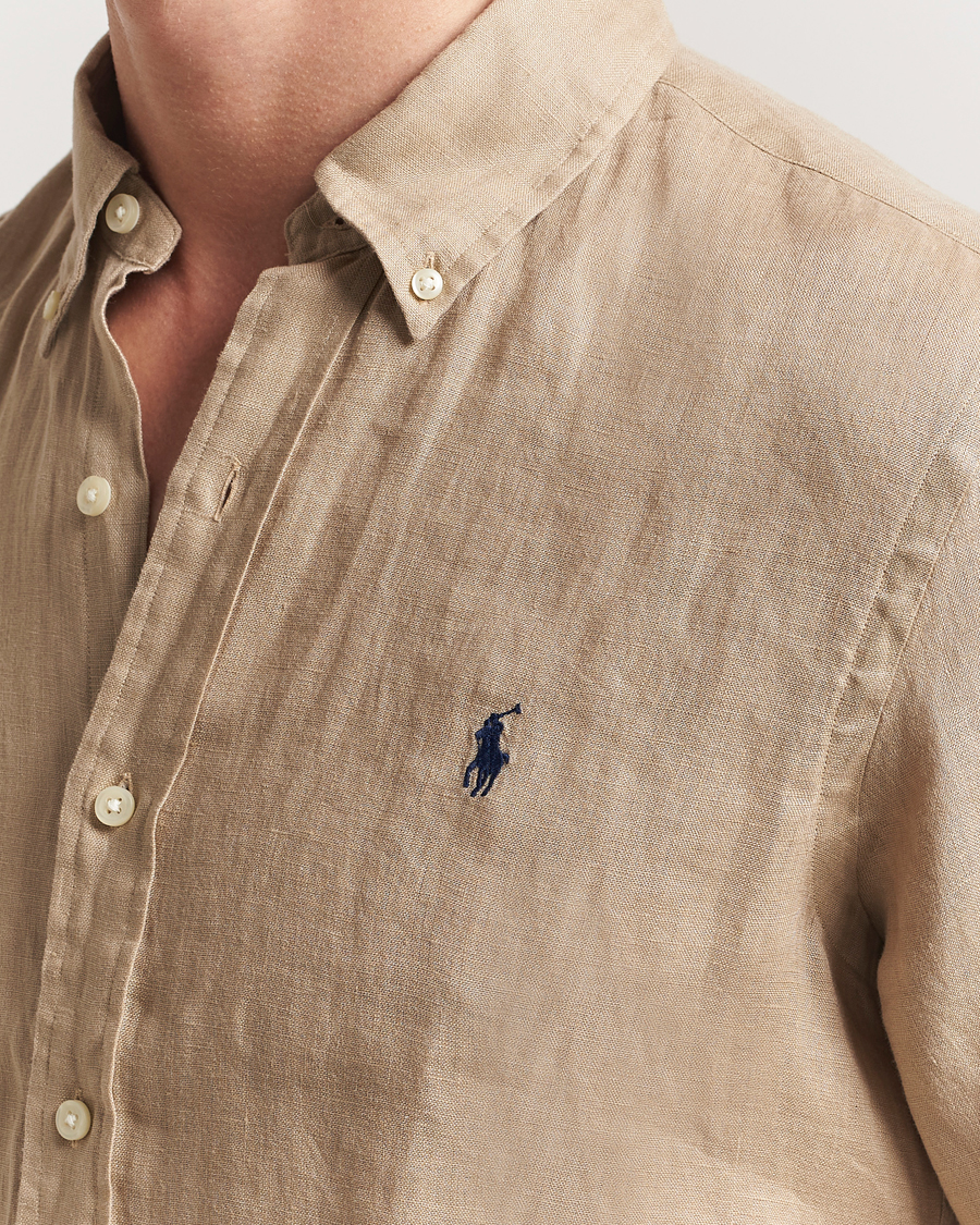 Men | Shirts | Polo Ralph Lauren | Short Sleeve Linen Shirt Coastal Beige