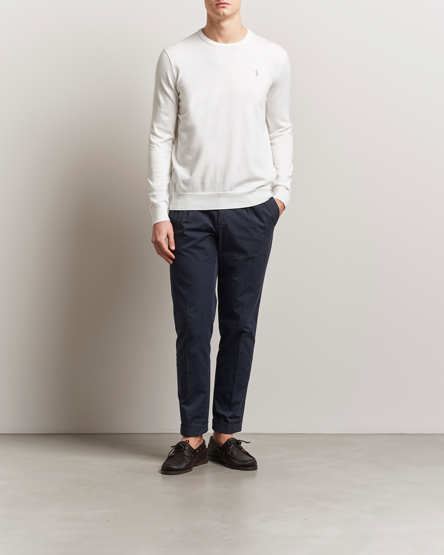 Men | Sweaters & Knitwear | Polo Ralph Lauren | Cotton Crew Neck Sweater Deckwash White